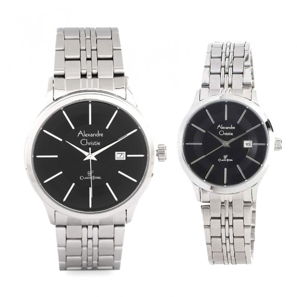 Alexandre Christie AC 8348 Silver Black Couple